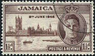 Jamaica 1946 (kgvi) 1 1/2d Purple - Brown Sg141 Cv £0.  10 Uh Postage photo