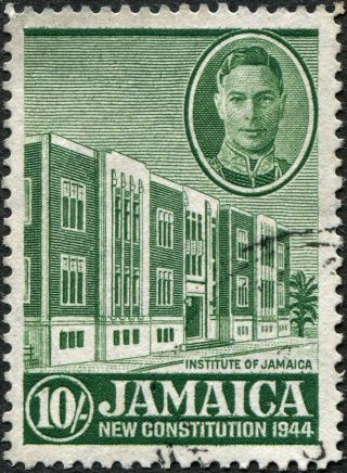 Jamaica 1945 - 6 (kgvi) 10s Green Sg140 Cv £2.  25 Vf Uh Postage photo