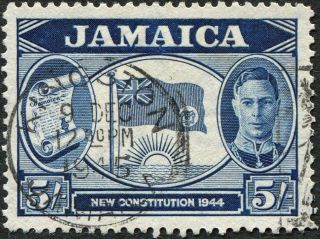 Jamaica 1945 - 6 (kgvi) 5s Indigo Sg139 Cv £1.  00 Vf Uh Kingston Cancel photo