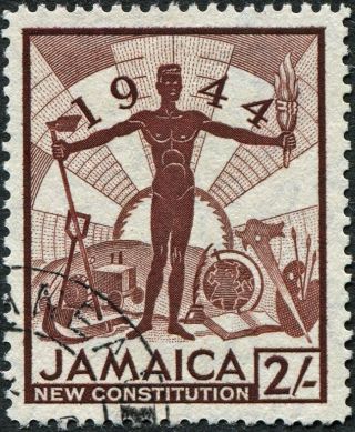 Jamaica 1945 - 6 (kgvi) 2s Red - Brown Sg138 Cv £0.  50 Vf Uh Postage photo