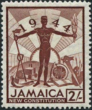 Jamaica 1945 - 6 (kgvi) 2s Red - Brown Sg138 Cv £1.  25 Vf Mh Postage photo