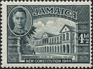 Jamaica 1946 (kgvi) 4 1/2d Slate Sg137a Cv £4.  50 Mh Postage photo