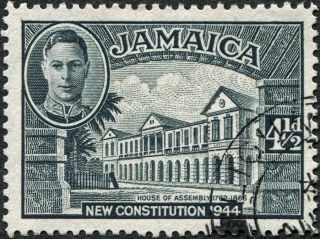 Jamaica 1945 - 6 (kgvi) 4 1/2d Slate Sg137 Cv £0.  30 Vf Uh Postage photo