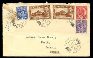 St Lucia 1941 Cover 4 Colour 2 Reign 5 Stamp Air Mail To Canada photo