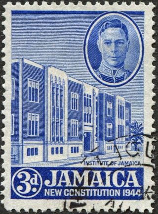 Jamaica 1945 - 6 (kgvi) 3d Ultramarine Sg136 Cv £0.  50 F Uh Postage photo