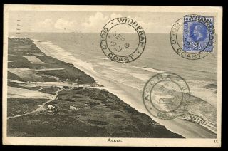 Gold Coast 1921 Ppc Accra Beach Fine Winnebah Postmark On 2½d To Italy photo