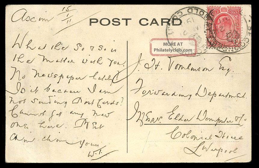 Gold Coast 1911 Ppc Native Group + Missionaries 1d With Sekondee Crown ...