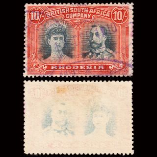 Rhodesia Kgv 1910 - 13 Double Head 10/ - Sg 163 Fine Revenue photo