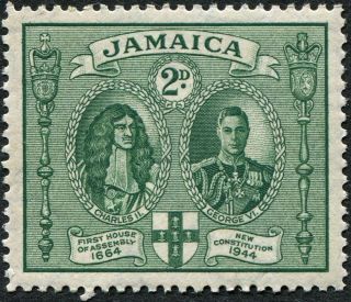 Jamaica 1945 - 6 (kgvi) 2d Green Sg135 Cv £14.  00 Mh Postage photo