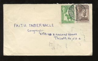 Gold Coast Kg6 1953 Cover 2d + 1/2d To Usa. . .  Nyakrom Postmark photo