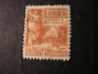 Samoa,  Scott 144,  11/2p.  Value 1921 British Flag & Samoan House Issue Mlh photo