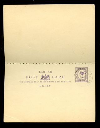Labuan Qv Stationery Reply Card Cto 1901 photo