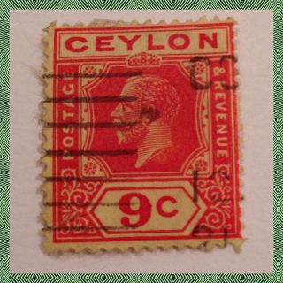 Ceylon King George V Sg 305 9c Red & Yellow Good As Per Scan photo