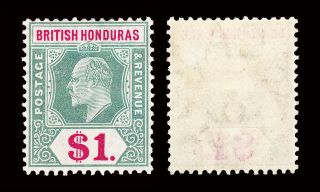 British Honduras Kevii 1904 - 07 $1 Sg 91 Fresh & Fine Hinged Cv £75 photo