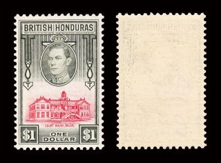 British Honduras Kgvi 1938 - 47 $1 Sg 159 Fine Lightly Hinged Cv £48 photo