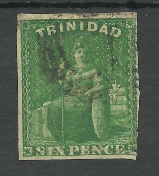 Trinidad Sg43 The 1859 6d Deep Green Cat £75,  See Scan photo