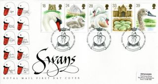 19 January 1993 Swans Royal Mail First Day Cover The Swan Santuary Egham Shs photo