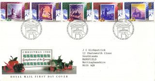 15 November 1988 Christmas Royal Mail First Day Cover Bureau Shs photo