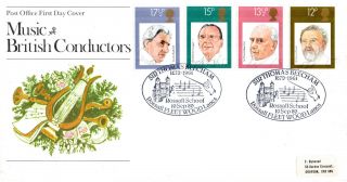 10 September 1980 Famous Conductors Po First Day Cover Rossall School Shs photo