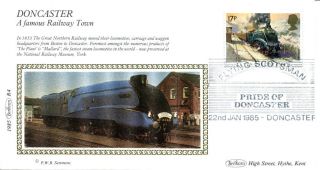 22 Jan 1985 Famous Trains Benham Small Silk First Day Cover Flying Scotsman Shs photo