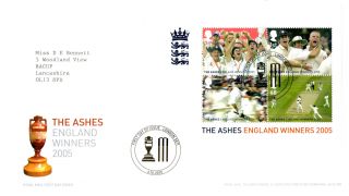 6 October 2005 The Ashes Miniature Sheet Royal Mail First Day Cover London Se10 photo