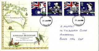 21 June 1988 Australian Bicentenary Royal Mail First Day Cover London Ec Fdi photo