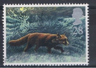 Fox At Night In The Fens Illustrated On 1992 British Stamp - Nh photo