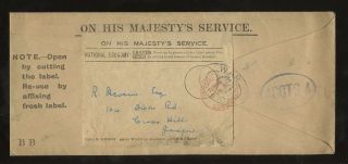 Gb 1924 Official Ohms War Office To Scotland. . .  Early Re Useable Envelope photo