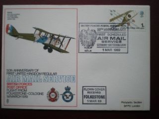 Raf Cover 50th Anniv 1st Uk Regular Air Mail Service photo