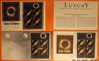 Fdcx 3 - Value £66 - Mercury Silk Solar Eclipse Inc.  Ltd Editions - Special P/marks photo