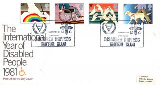 25 March 1981 Year Of Disabled People Post Office First Day Cover Drivers Club photo