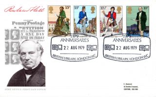 22 August 1979 Sir Rowland Hill Post Office First Day Cover British Library Shs photo