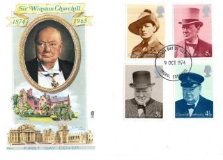 9 October 1974 Sir Winston Churchill Centenary Philart Fdc Truro Fdi photo
