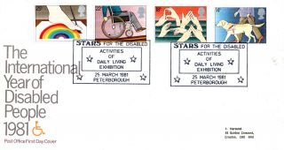 25 March 1981 Year Of Disabled People Po First Day Cover Stars Exhibition Shs photo