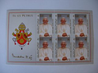 2005 Pope Benedictus Stamp Sheet 2 From Vatican photo