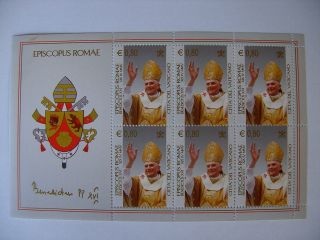 2005 Pope Benedictus Stamp Sheet 3 From Vatican photo