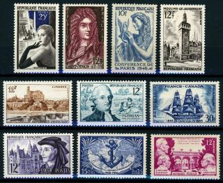 France 10 Mintstamps 1946 - 55 Never Hinged photo