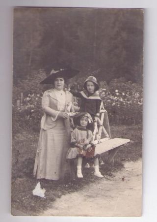 1912 Romania Real Photo Pc Postcard B&w Woman With Children photo