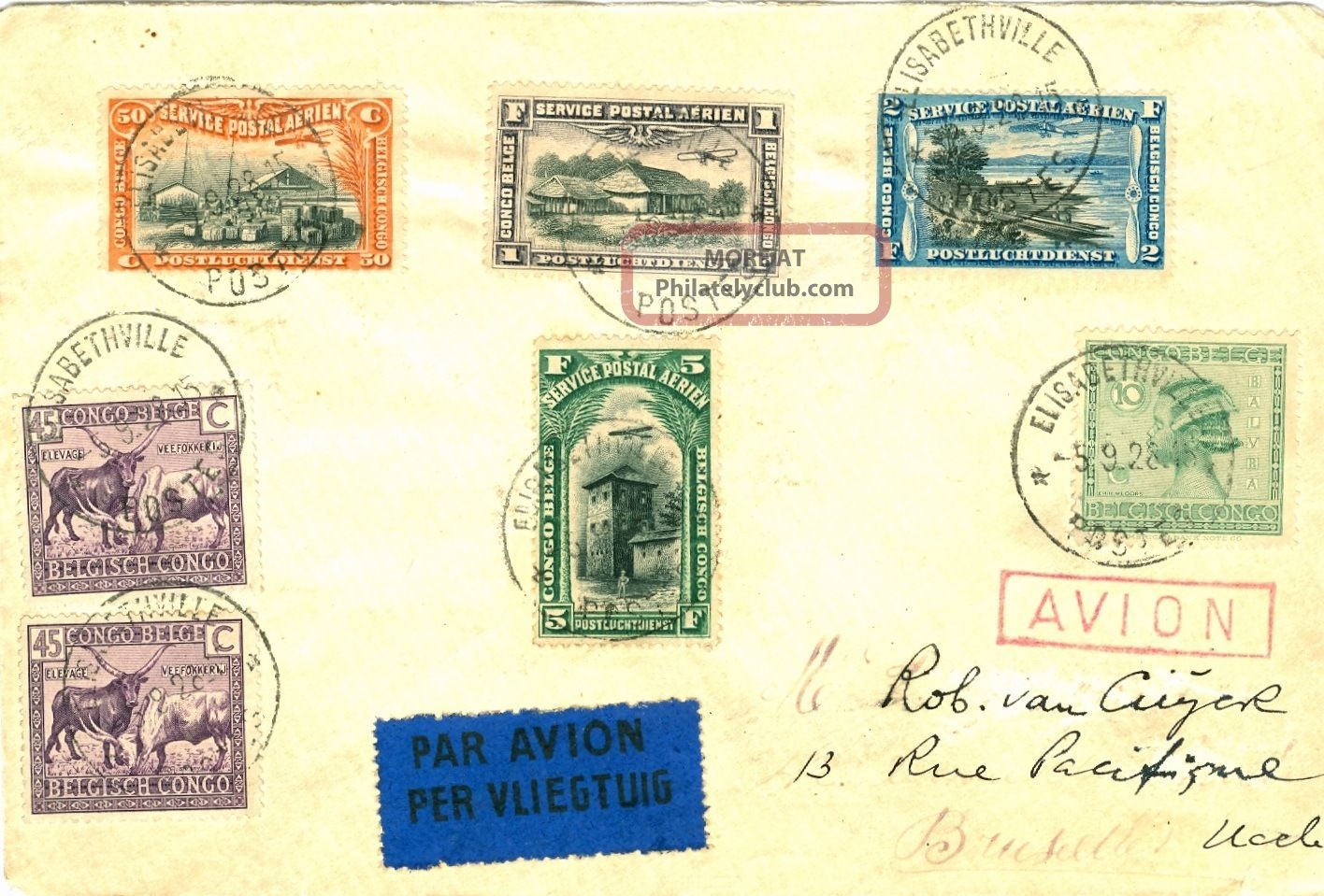 Belgian Congo, Air Mail Cover Elisabethville To Belgium 1928