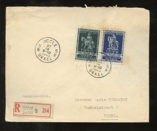 Belgium 1942 Charity Surcharges Saint Martin Iii Regist.  Cover Uccle To Ypres photo