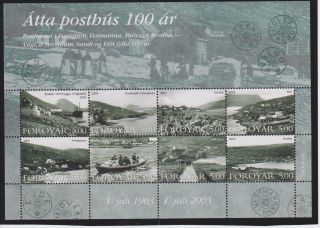 Faroe Islands 100 Years Of The Old Post Office Sheet Of 8 Scott 435 photo