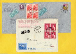 Denmark 1940s Ice Mail Cover To Byrum,  Returned To Haderslev+2xair Mails To Egypt photo