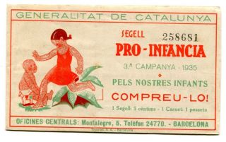 Spain,  Civil War,  Segell Catala Pro Infancia 1935,  5c,  Booklet,  Domenech 1470,  M photo