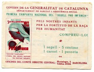 Spain,  Civil War,  Segell Nacional Pro Infancia 1933,  5c,  Booklet,  Domenech 1468, photo