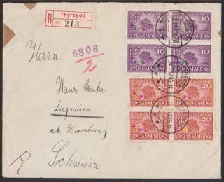 Denmark 1942 Reg ' D Wwii Cover With German Censor Strip & H/s ' S,  To Switzerland photo