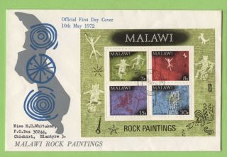 Malawi 1972 Rock Paintings Miniature Sheet On First Day Cover photo