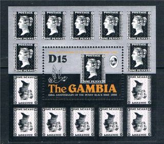 Gambia 1990 150th Anniv Penny Black Ms Sg 1034 photo