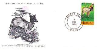 World Wildlife Fund First Day Cover - Ivory Coast - Jentink ' S Duiker - No 144 photo