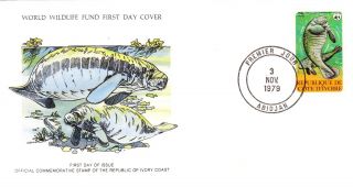 World Wildlife Fund First Day Cover - The Ivory Coast - The Manatee - No 142 photo