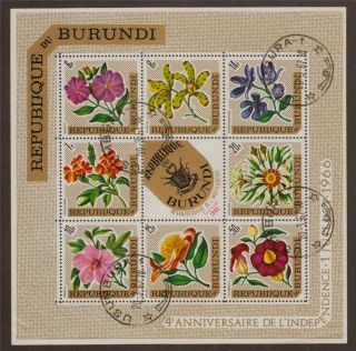 Mini Sheet - Burundi 1967 Ms220 4th Anniv Of Independence With Arms Cto photo